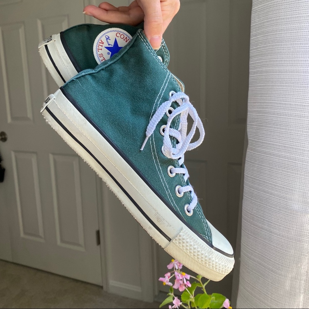Forest Green & Off-White Hight Top Converse